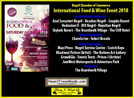 Negril Chamber of Commerce 3rd Annual International Food & Wine Event 2018 Negril Chamber of Commerce 3rd Annual International Food & Wine Event 2018